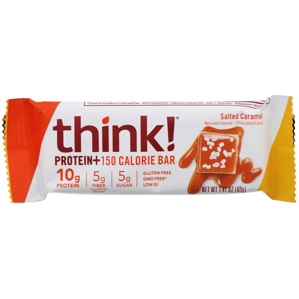 ThinkThin, Protein+ 150 Calorie Bars, Salted Caramel, 10 Bars, 1.41 oz (40 g) Each - Imagem 4