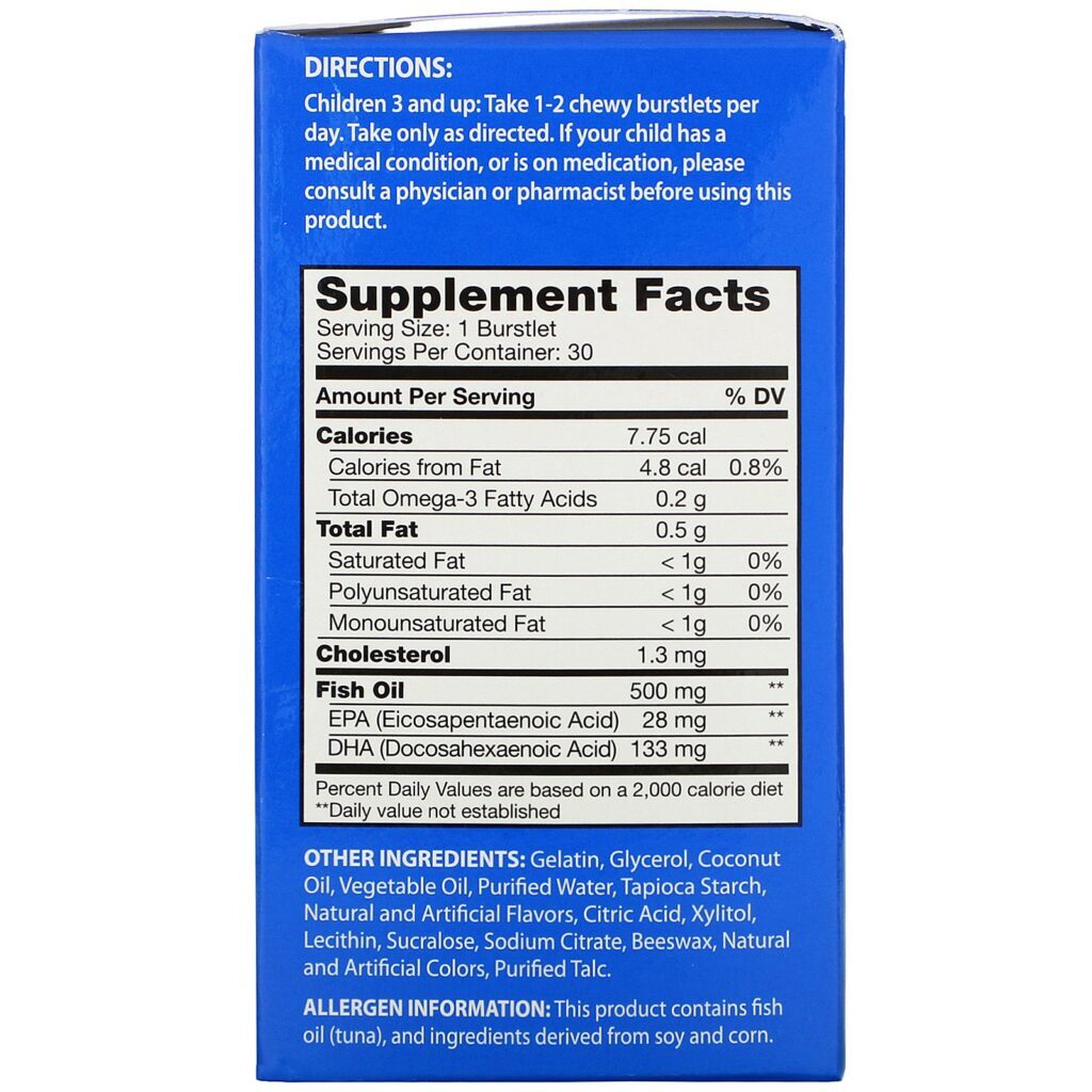 Bioglan, Kids Smart, Hi DHA-Omega 3 Fish Oil, Great Tasting Fruit Flavor, 30 Chewable Burstlets - Imagem 2