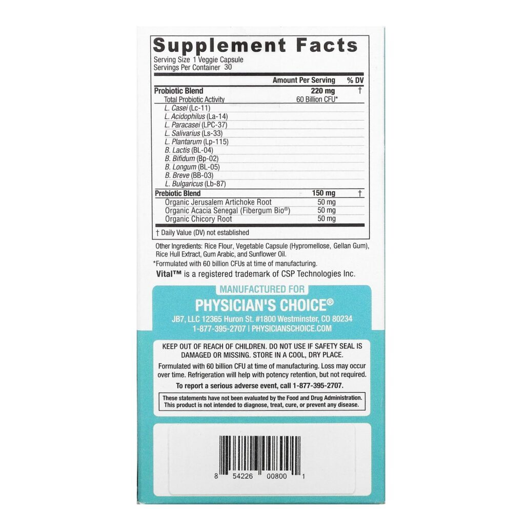 Physician's Choice, 60 Billion Probiotic, 30 Vegetarian Capsules - Imagem 2
