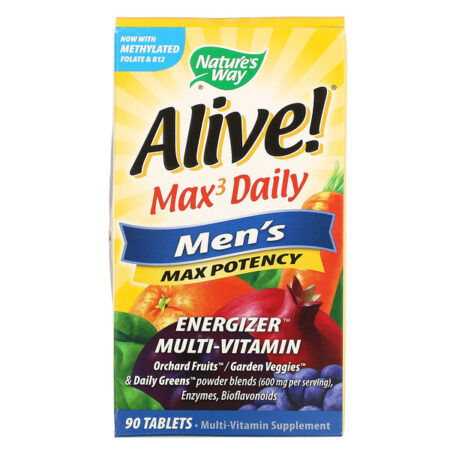 Nature's Way, Alive! Max3 Daily, Multivitamínico para Homens, 90 Comprimidos - Image 3