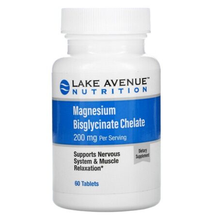 Lake Avenue Nutrition, Bisglicinato de Magnésio Quelato, 200 mg, 60 Comprimidos