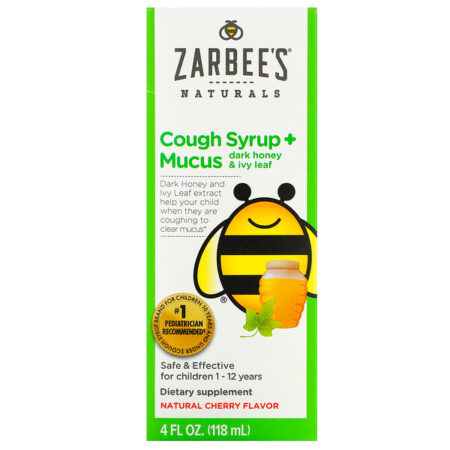 Zarbee's, Children's Cough Syrup + Mucus, Dark Honey & Ivy Leaf, For Children 12 Months+, Natural Cherry Flavor, 4 fl oz (118 ml) - Image 2