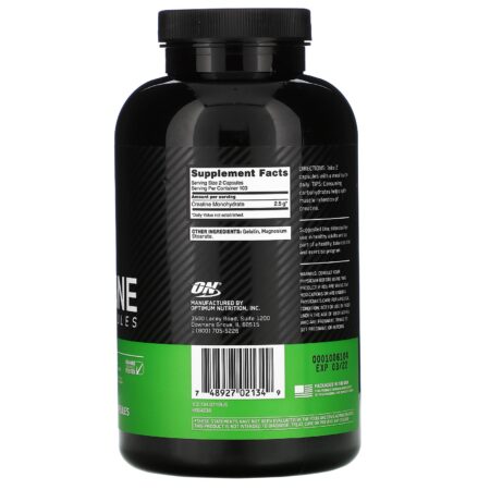 Optimum Nutrition, Cápsulas de Creatina Micronizadas, 2,5 g, 200 Cápsulas - Image 2