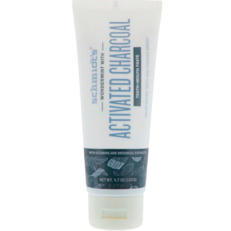 Schmidt's, Tooth + Mouth Paste, Wondermint with Activated Charcoal, 4.7 oz (133 g) - Image 3