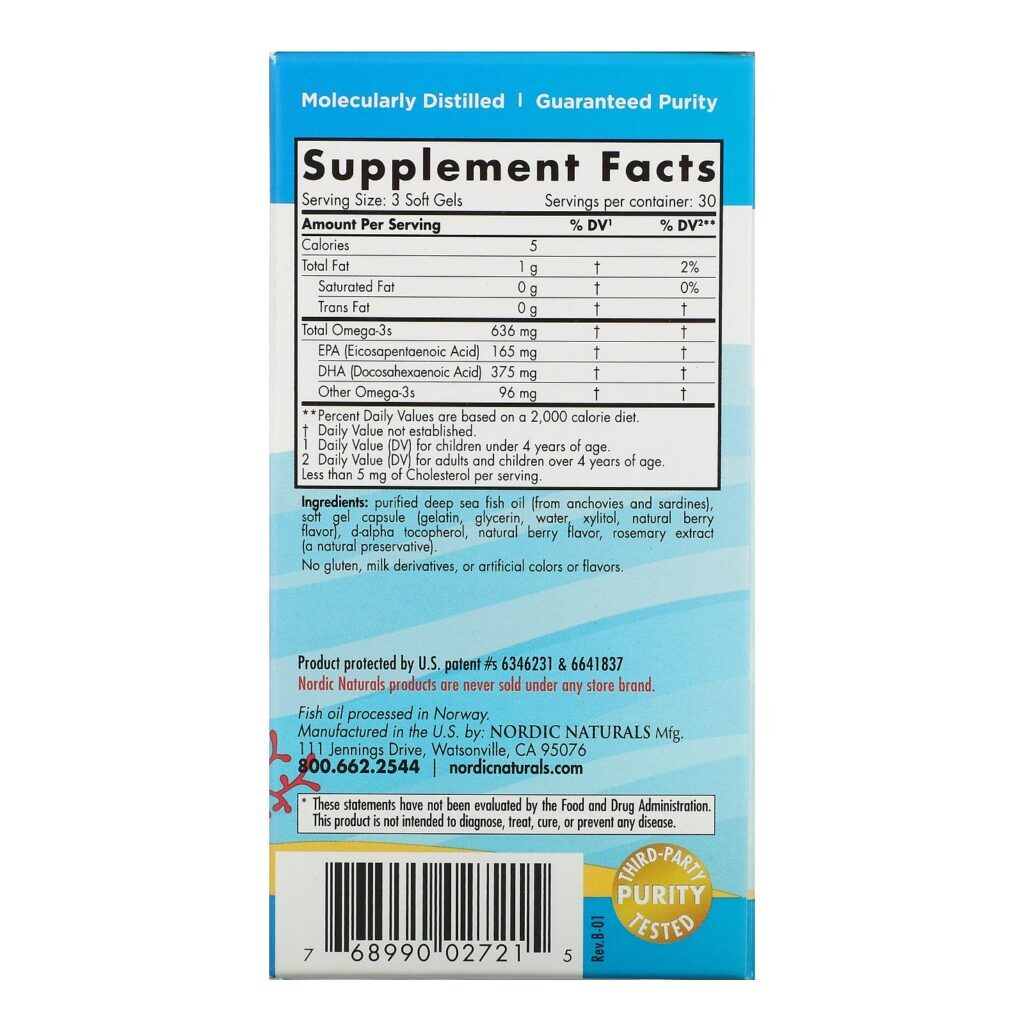 Nordic Naturals, Children's DHA Xtra, Idades de 3 a 6, Frutos Silvestres, 636 mg, 90 Minicápsulas Softgel - Imagem 2