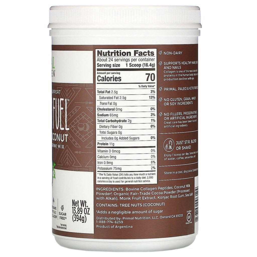 Primal Kitchen, Collagen Fuel, Chocolate e Coco, 394 g (13,89 oz) - Imagem 2