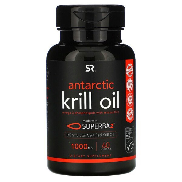 Sports Research, Óleo de Krill Antártico com Astaxanthin da SUPERBA 2, 1.000 mg, 60 Cápsulas Softgel