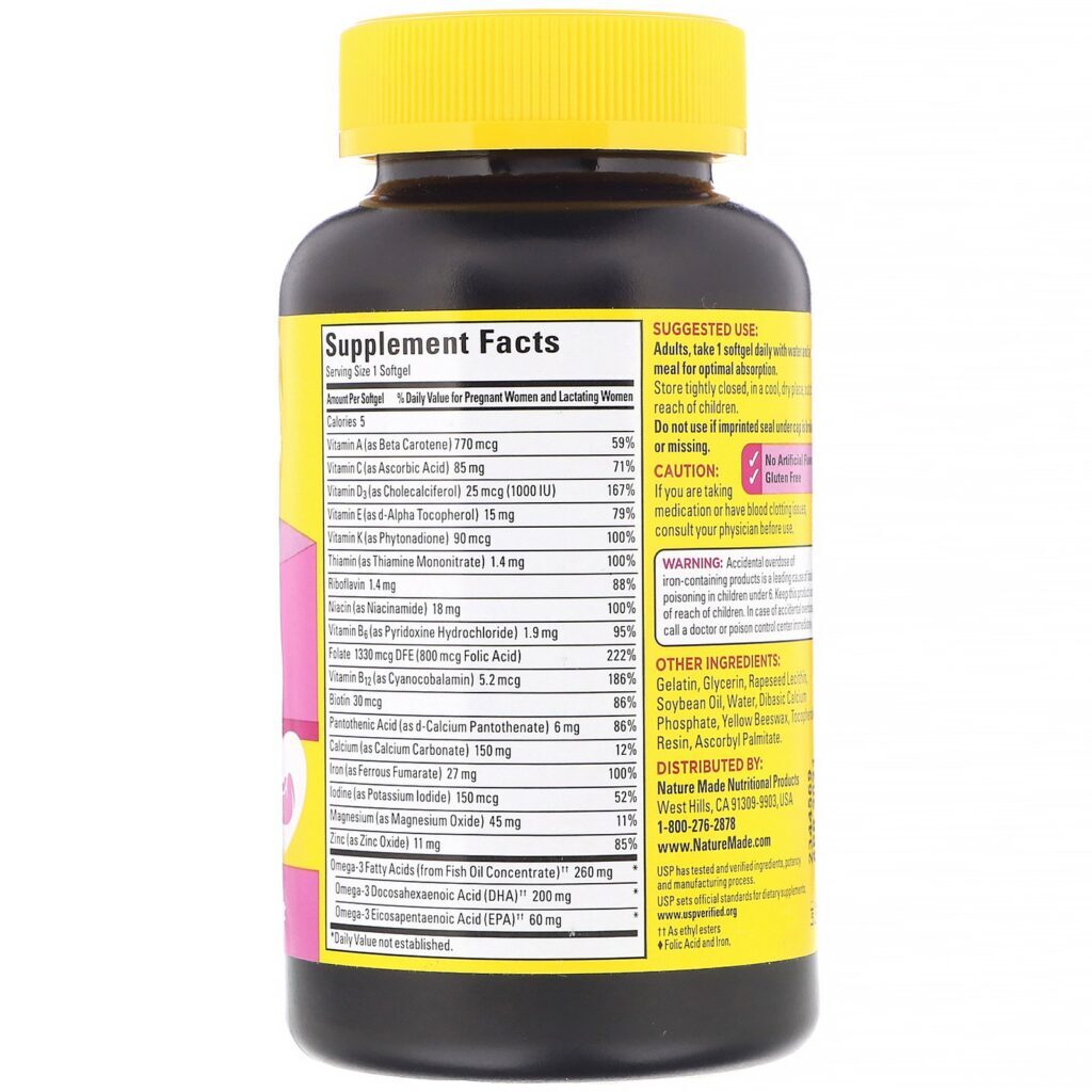 Nature Made, Pré-natal Multi + DHA, 90 Softgels - Imagem 2