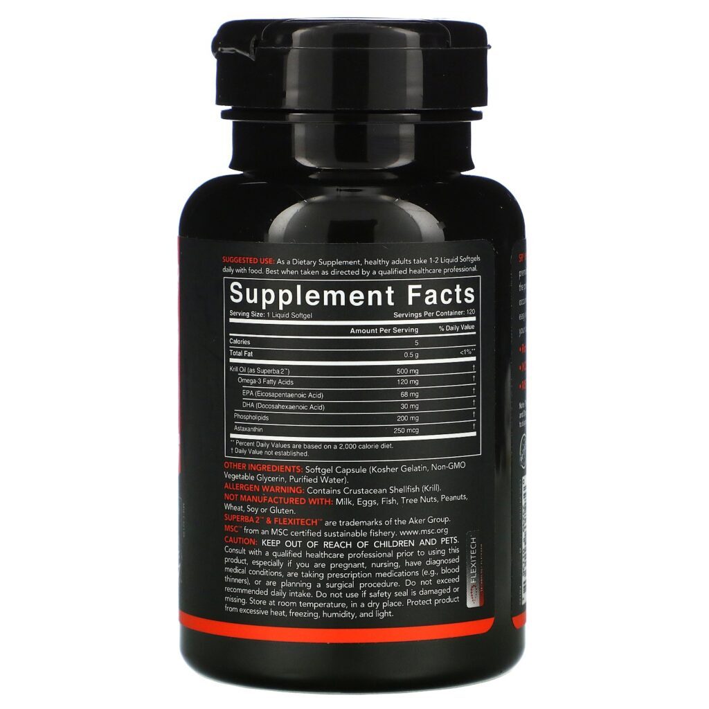 Sports Research, Óleo de Krill Antártico com Astaxantina, 500 mg, 120 Cápsulas Softgel - Imagem 2