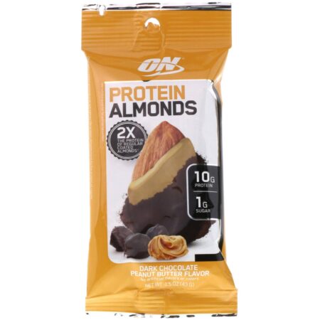 Optimum Nutrition, Protein Almonds, Dark Chocolate Peanut Butter, 12 Packets, 1.5 oz (43 g) Each - Image 4