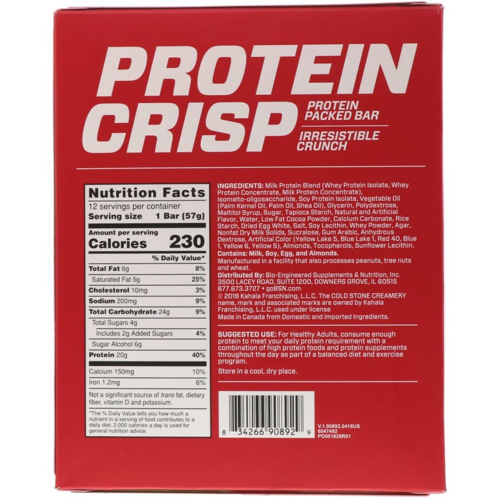 BSN, Protein Crisp, Menta, Chocolate com Menta e Gotas de Chocolate, 12 Barras, 2,01 oz (57 g) Cada - Imagem 3