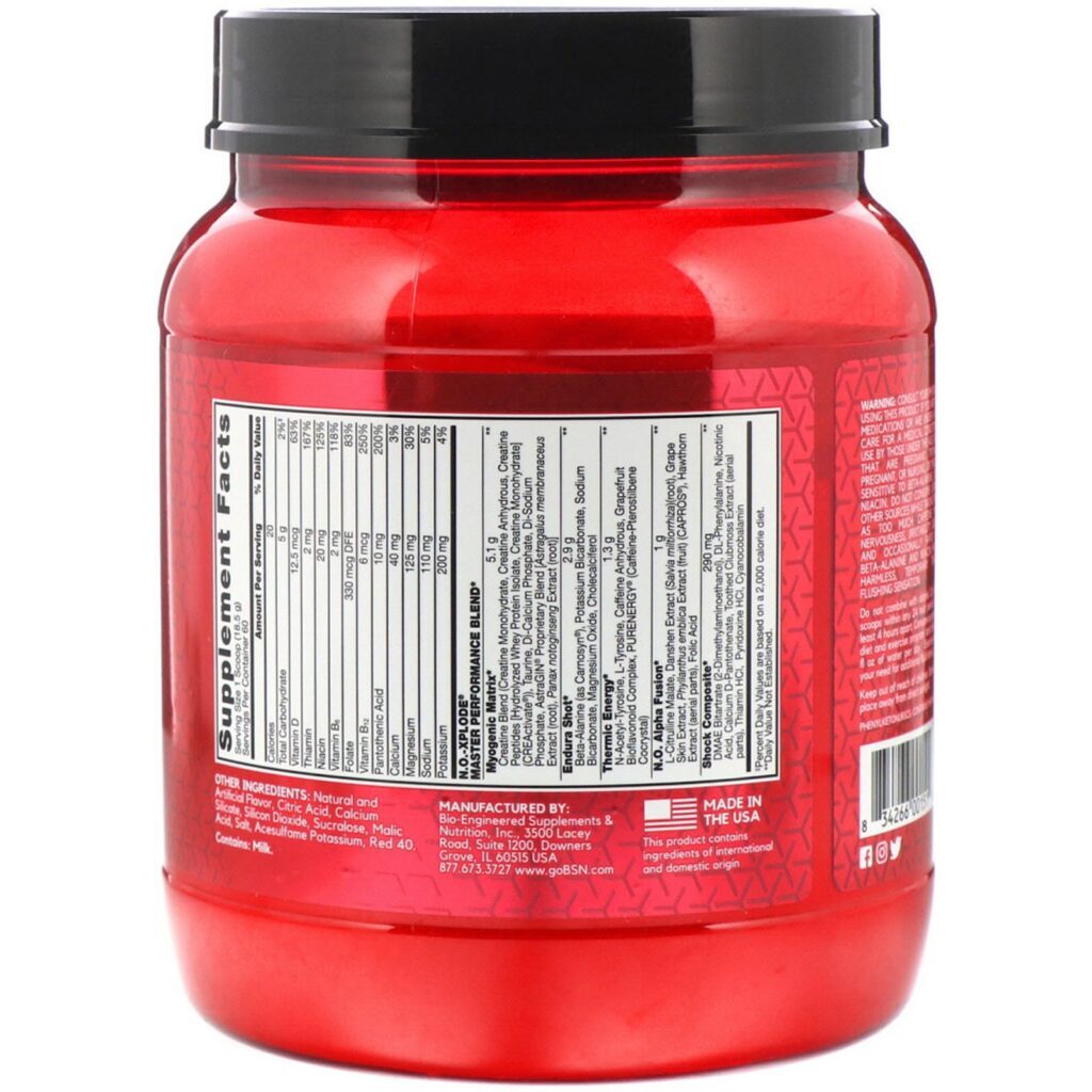 BSN, N.O.-Xplode, Pré-Treino Lendário, Ponche de Frutas, 1,11 kg (2,45 lbs) - Imagem 2