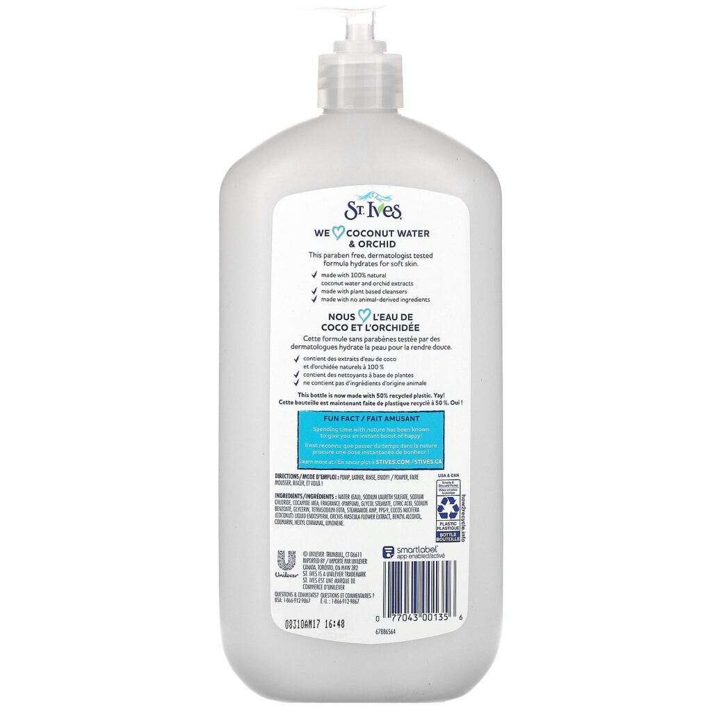 St. Ives, Hydrating Body Wash, Coconut Water & Orchid, 32 fl oz (946 ml) - Imagem 2