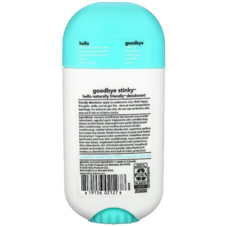 Hello, Deodorant with Activated Charcoal, Fresh + Clean , 2.6 oz (73 g) - Image 2