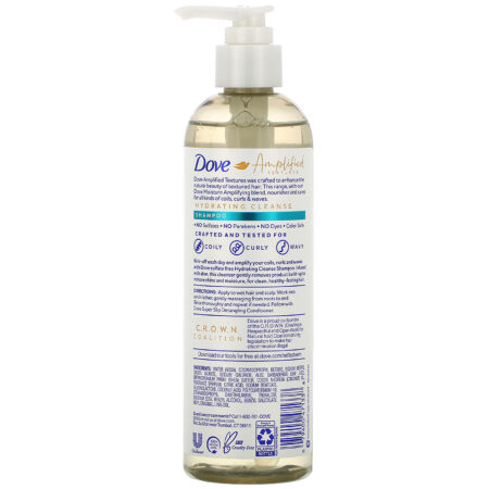 Dove, Amplified Textures, Hydrating Cleanse Shampoo, 11.5 fl oz (340 ml) - Image 2