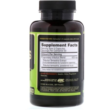 Optimum Nutrition, Tribulus, 625 mg, 100 Cápsulas - Imagem 2