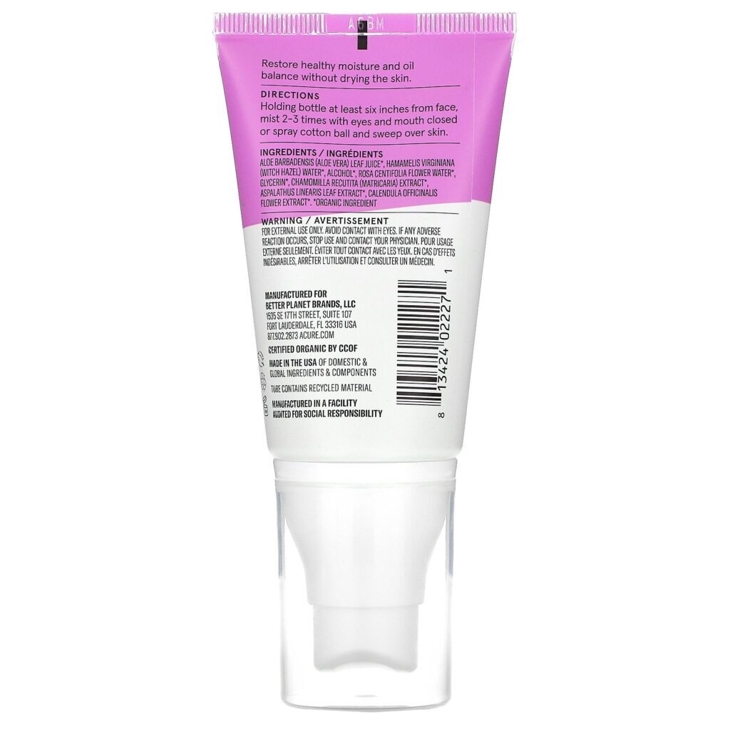 Acure, Radically Rejuvenating, Witch Hazel Toner, 2 fl oz (59 ml) - Imagem 2