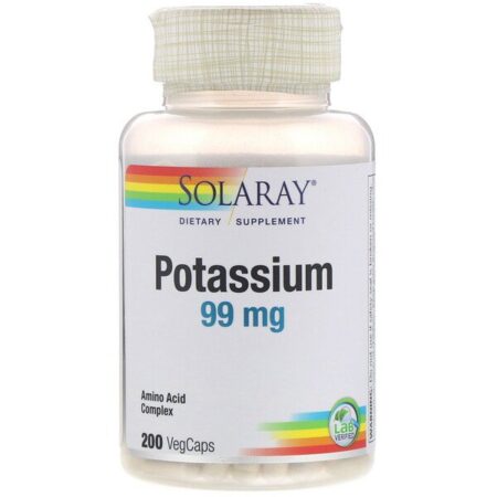 Solaray, Potássio, 99 mg, 200 Capsulas Vegetais