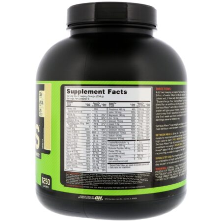 Optimum Nutrition, Serious Mass, Incentivador de Ganho de Peso em Pó com Alto Teor de Proteínas, Morango, 2,72 kg (6 lbs) - Image 2