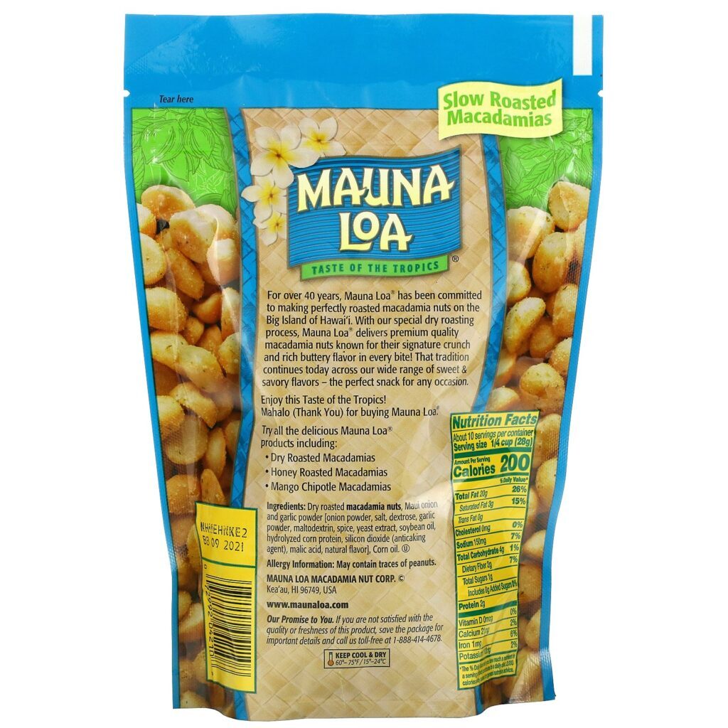 Mauna Loa, Maui Onion & Garlic Macadamias, 10 oz (283 g) - Imagem 2