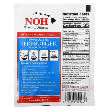 NOH Foods of Hawaii, Hawaiian Style Teri-Burger Seasoning Mix, 1 1/2 oz (42 g) - Image 2