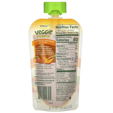 Sprout Organic, Veggie Power, Sweet Potato with Mango, Apricot & Carrot, 4 oz (113 g) - Image 2