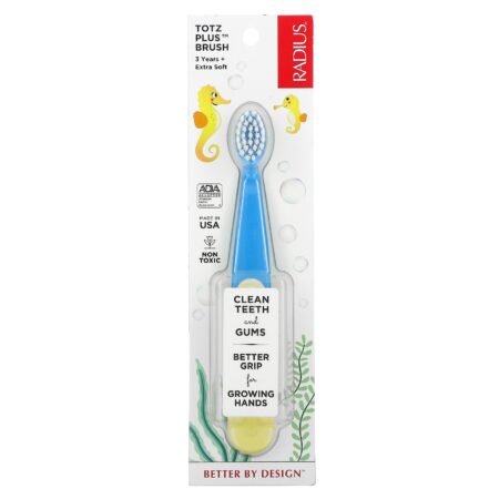 RADIUS, Totz Plus Brush, 3 Years +, Extra Soft, Blue Yellow, 1 Toothbrush - Image 2