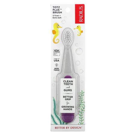 RADIUS, Totz Plus Brush, 3 Years +, Extra Soft, Gray Purple, 1 Toothbrush - Image 2