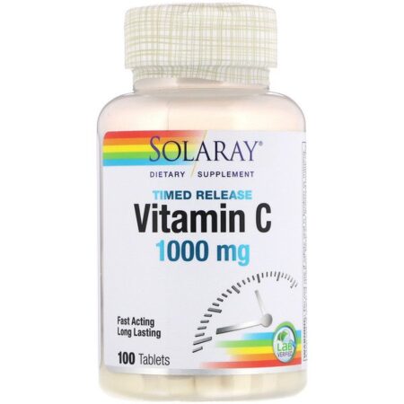 Solaray, Vitamina C de Liberação Prolongada, 1.000 mg, 100 Comprimidos