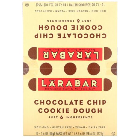 Larabar, The Original Fruit & Nut Food Bar, Chocolate Chip Cookie Dough, 16 Bars, 1.6 oz (45 g) Each - Image 2