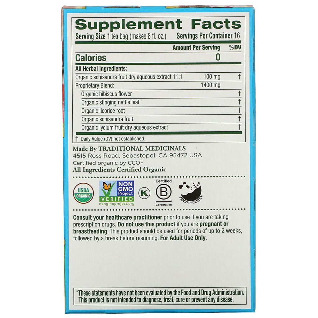 Traditional Medicinals, Organic EveryDay Detox, Caffeine Free, Schisandra Berry, 16 Wrapped Tea Bags, .85 oz (24 g) - Imagem 2