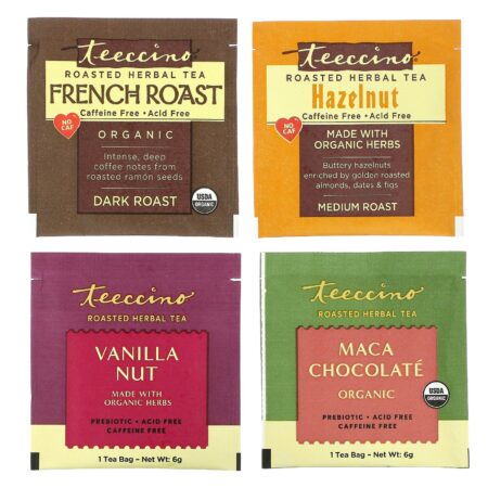 Teeccino, Roasted Herbal Tea Sampler, 4 Flavors, Caffeine Free, 12 Tea Bags, 2.54 oz (72 g) - Image 3