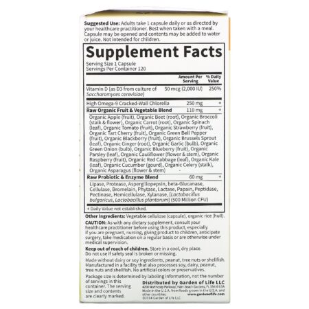 Garden of Life, Vitamin Code, RAW D3, 50 mcg (2,000 IU), 120 Vegetarian Capsules - Image 2