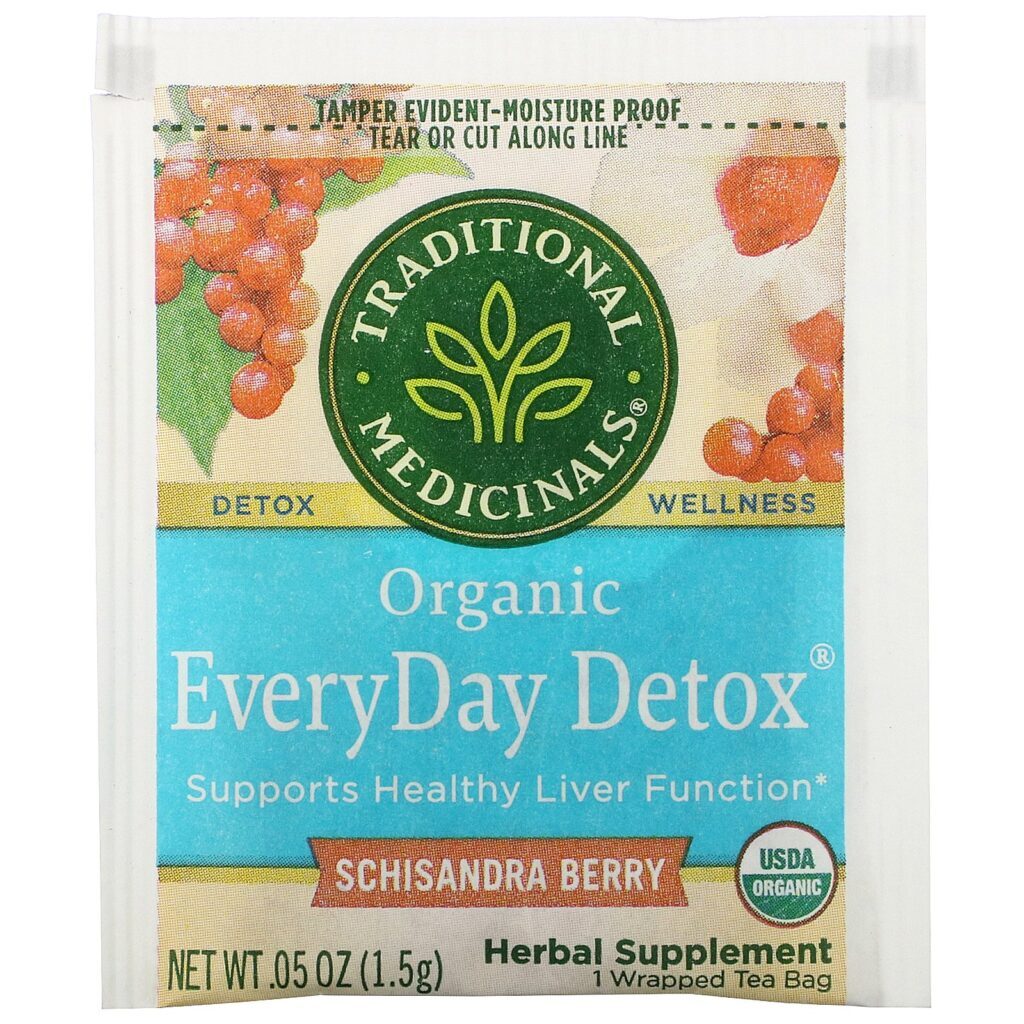 Traditional Medicinals, Organic EveryDay Detox, Caffeine Free, Schisandra Berry, 16 Wrapped Tea Bags, .85 oz (24 g) - Imagem 3