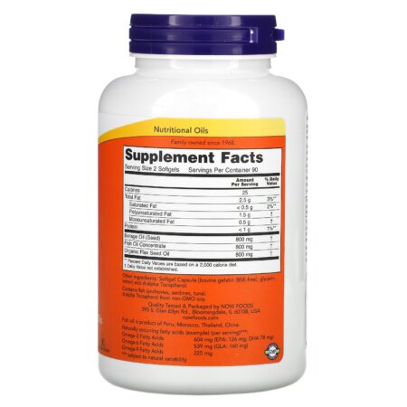 Now Foods, Superômega 3-6-9, 1,200 mg, 180 Cápsulas Softgel - Image 2