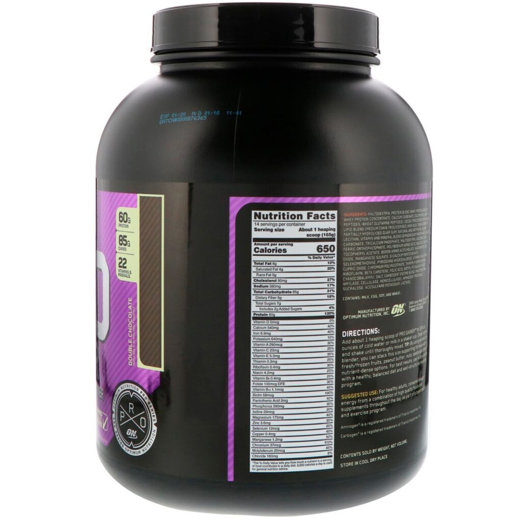 Optimum Nutrition, PRO GAINER, High-Protein Weight Gainer, Double Chocolate, 5.09 lbs (2.31 kg) - Imagem 2