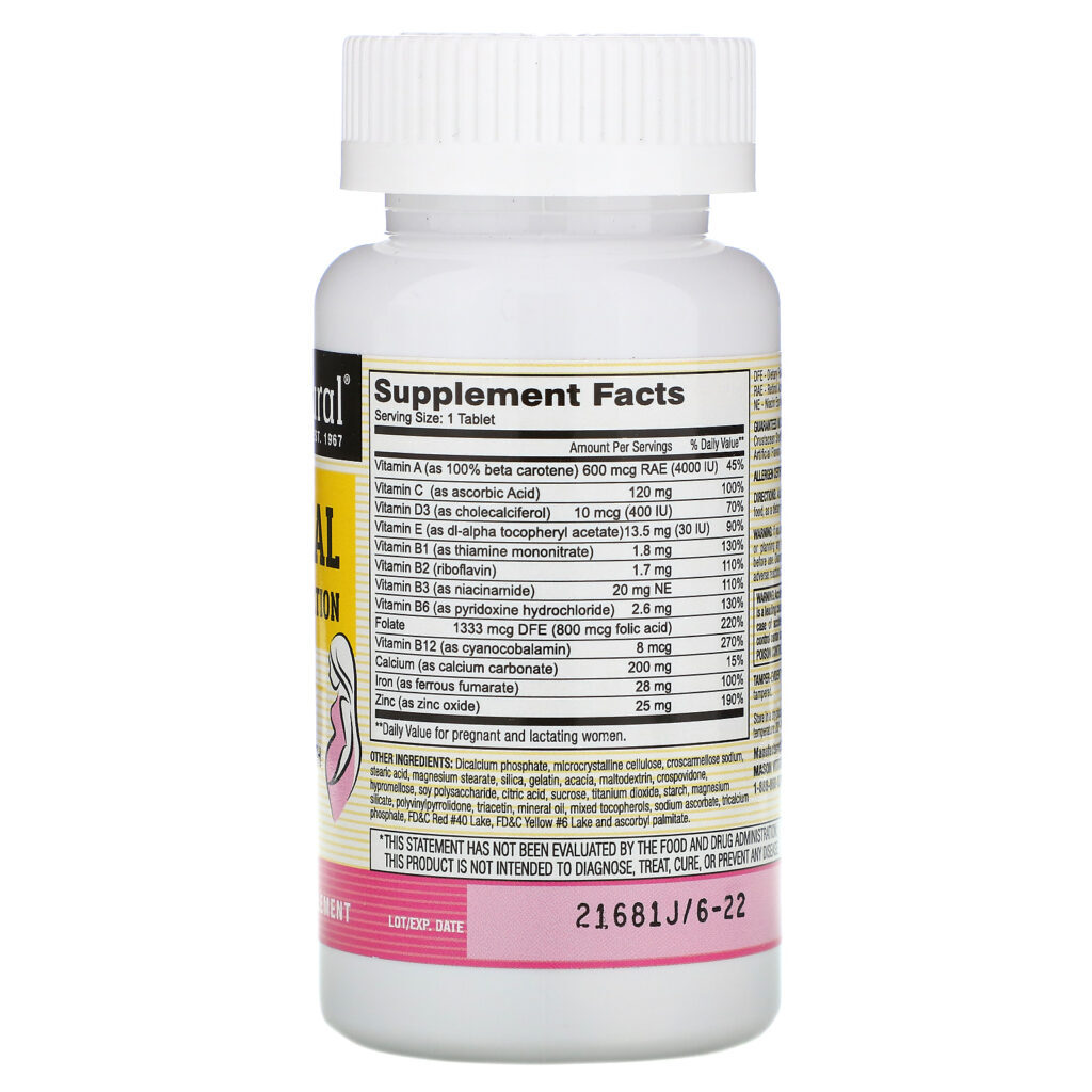 Mason Natural, Masonatal Prenatal Formulation, 100 Tablets - Imagem 2