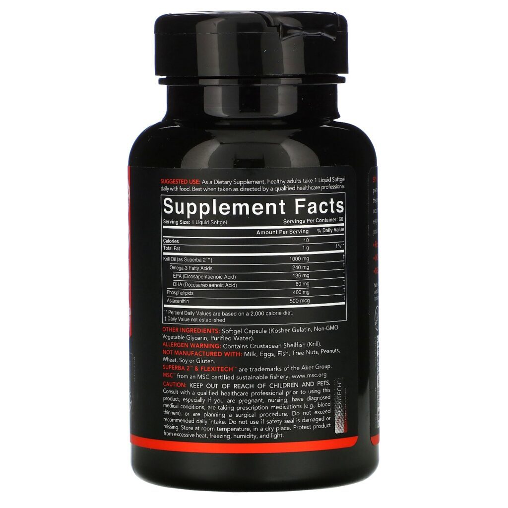 Sports Research, Óleo de Krill Antártico com Astaxanthin da SUPERBA 2, 1.000 mg, 60 Cápsulas Softgel - Imagem 2