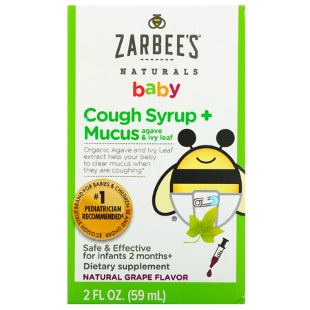 Zarbee's, Baby, Cough Syrup + Mucus, Agave and Ivy Leaf, Natural Grape Flavor, 2 fl oz (59 ml) - Image 2