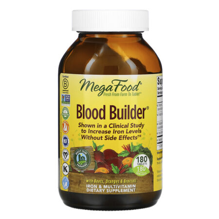 MegaFood, Blood Builder, Ferro e Suplemento Multivitamínico, 180 Comprimidos