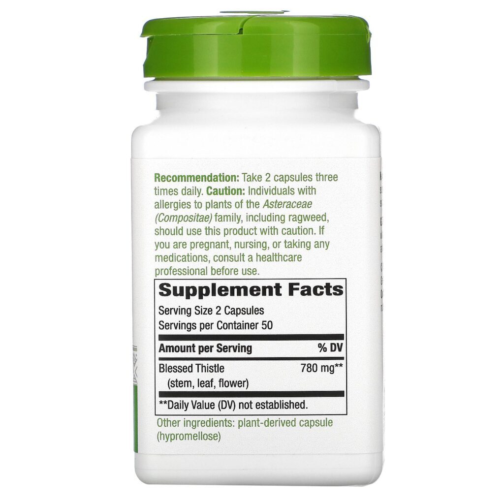 Nature's Way, Blessed Thistle, 780 mg, 100 Vegan Capsules - Imagem 2
