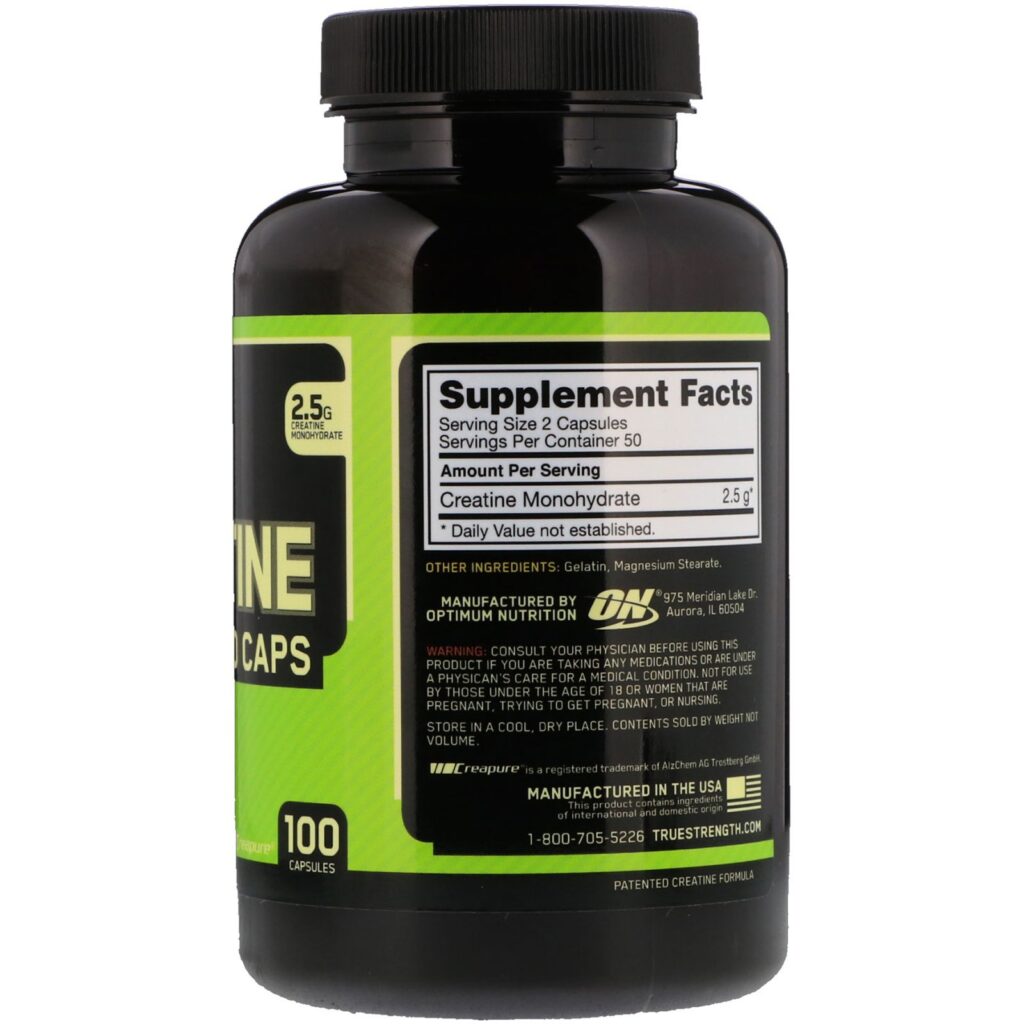 Optimum Nutrition, Creatina 2500 Caps, 100 Cápsulas - Imagem 2