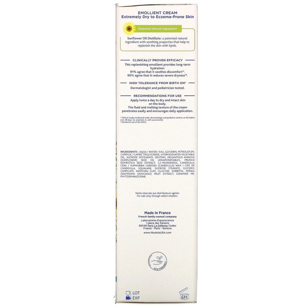 Mustela, Stelatopia, Emollient Cream with Sunflower, Fragrance Free, 6.76 fl oz (200 ml) - Imagem 3