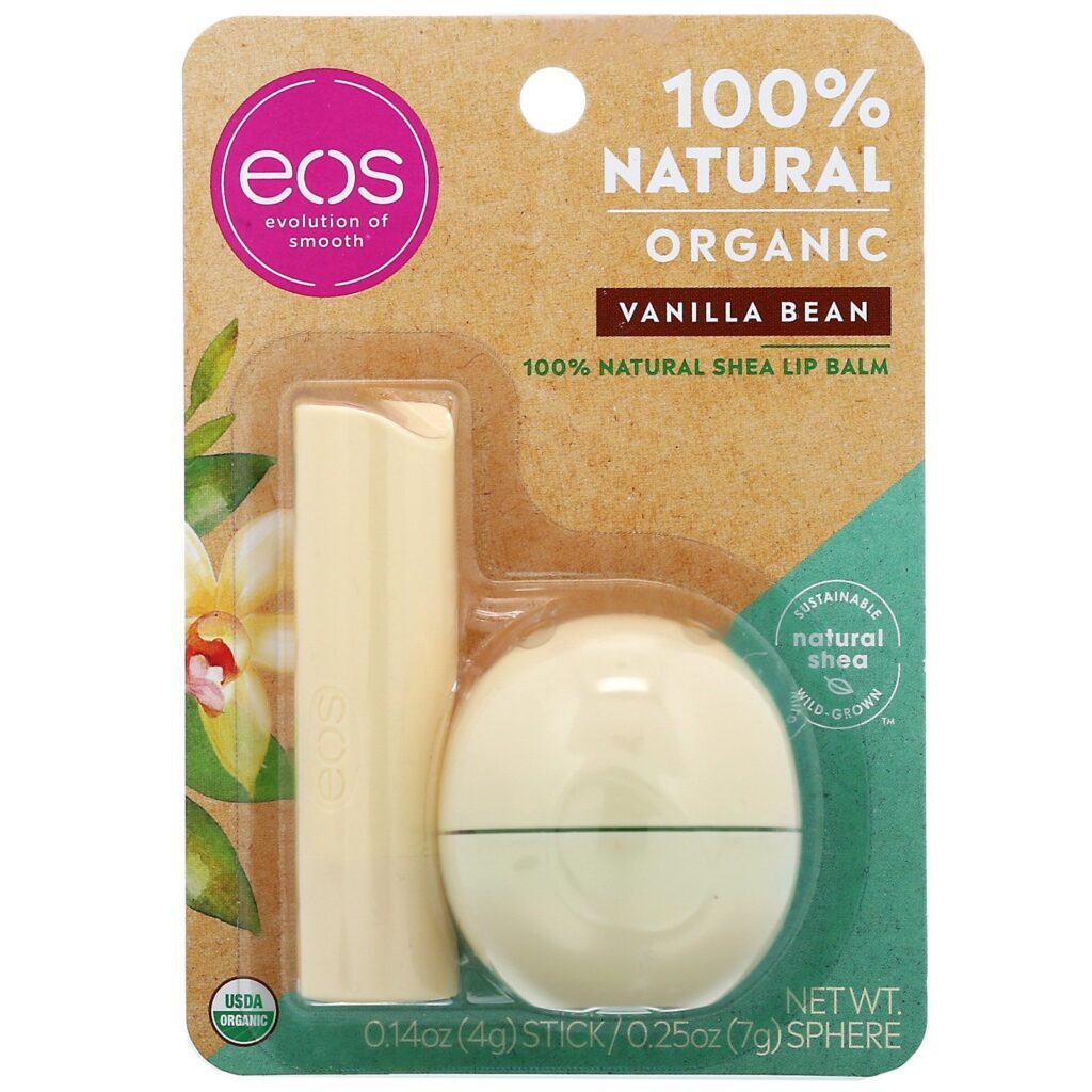 EOS, 100% Natural Shea Lip Balm, Vanilla Bean, 2 Pack, 0.39 oz (11 g) - Imagem 2