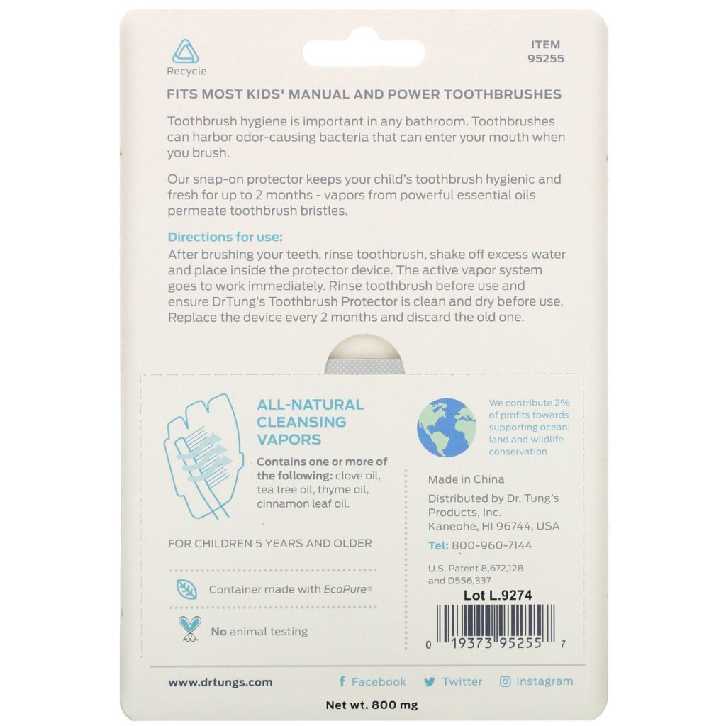 Dr. Tung's, Kid's Snap-On Toothbrush Protection, 2 Count - Imagem 3