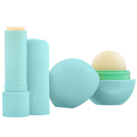 EOS, Protetor Labial Karité 100% Natural, Hortelã Doce, Embalagem com 2 Unidades, 11 g (0,39 oz)