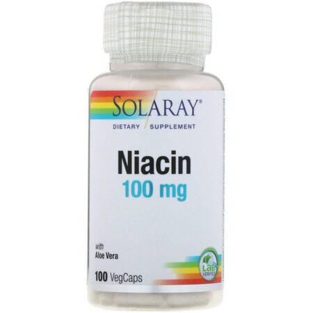 Solaray, Niacina, 100 mg, 100 Cápsulas Vegetais