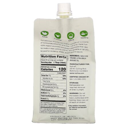 Nutiva, Óleo de Abacate Orgânico, Extra Virgem, 355 ml (12 fl oz) - Image 2