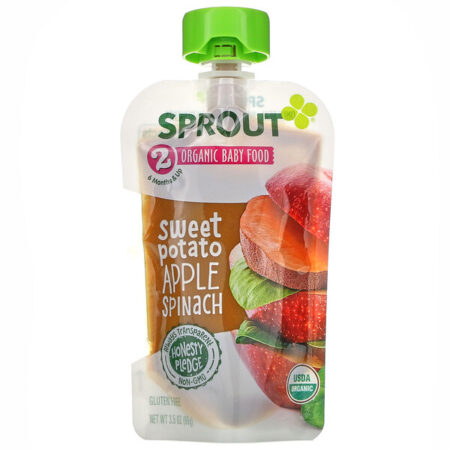 Sprout Organic, Organic Baby Food, Stage 2, Sweet Potato Apple Spinach, 3.5 oz ( 99 g)