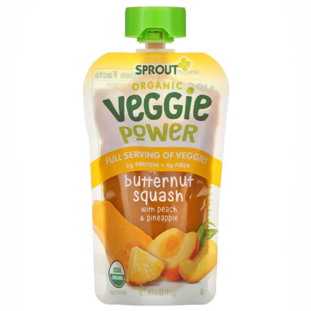 Sprout Organic, Veggie Power, Butternut Squash with Peach & Pineapple, 4 oz ( 113 g)